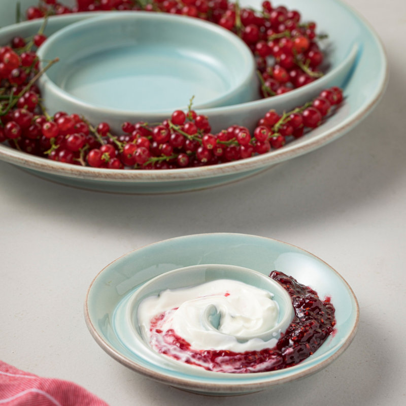 Cook & Host Stoneware Chips And Dip Platter, Robins Egg Blue