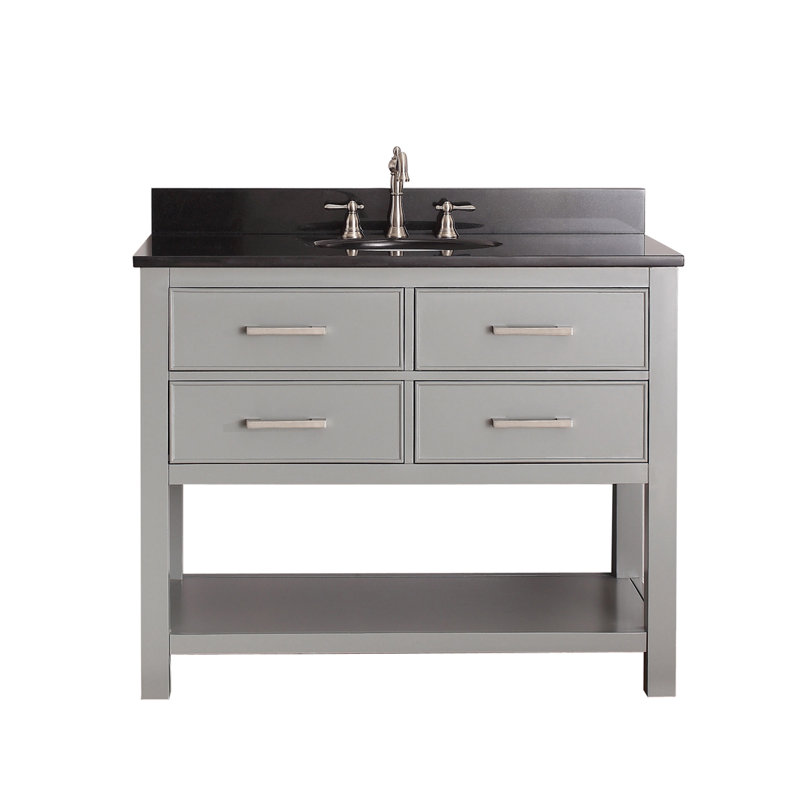 Brooks 43'' W Single Vanity, Chilled Gray, White Engineered Stone