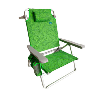 Chaise de plage pliante Bliss Hamacs, fauteuil inclinable avec porte-serviettes, feuilles de bananier
