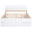 Structure de lit double avec lit gigogne simple et 2 tiroirs de rangement pratiques en chêne blanc ultrabrillant de couleur moderne. Matériaux pour la durabilité. Conception de l'espace. Assemblage facile-88844394-88844406