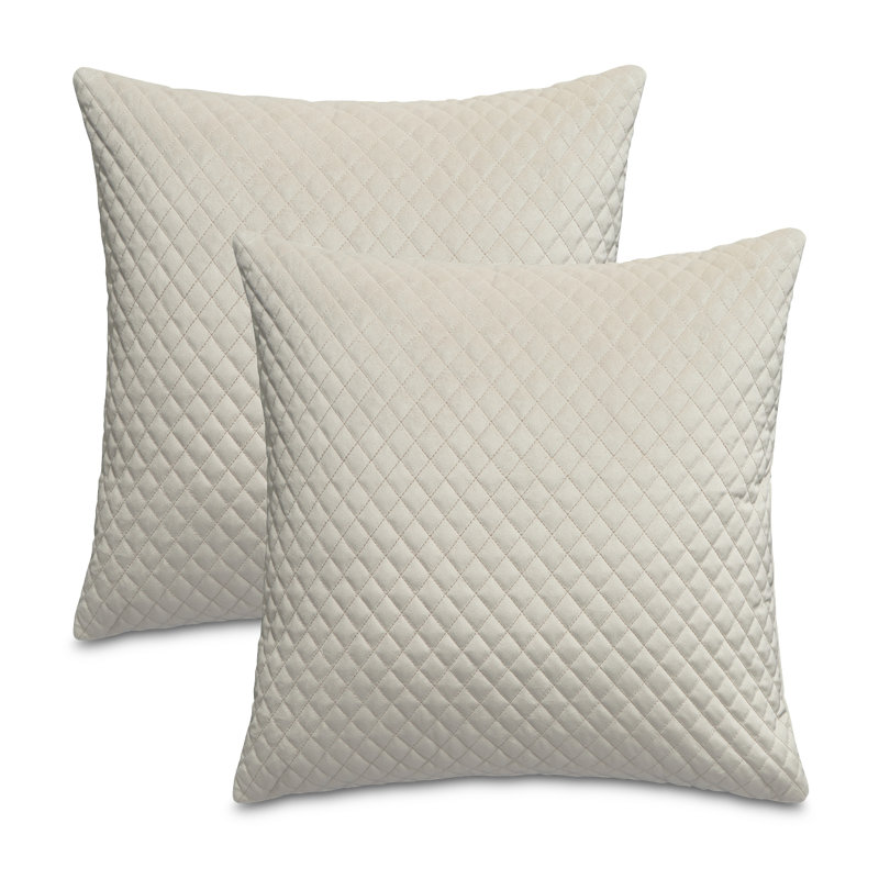 Gemma Velvet Geometric Square Pillow Cover & Insert, Cloud