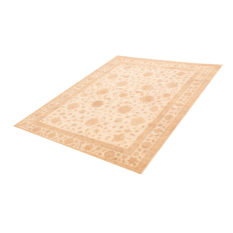 Tapis crème noué à la main unique 7 pi 10 po x 10 pi 1 po Chobi