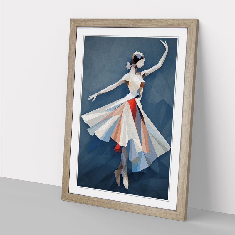 Ballet Dancer Geometric Art - Framed Print, Oak Framed, 64cm H x 46cm W x 2cm D