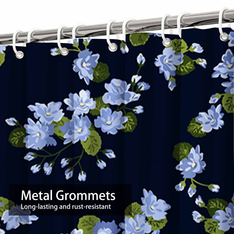 Rideau de douche imperméable à motif floral avec 12 crochets, L 72 po x l 72 po