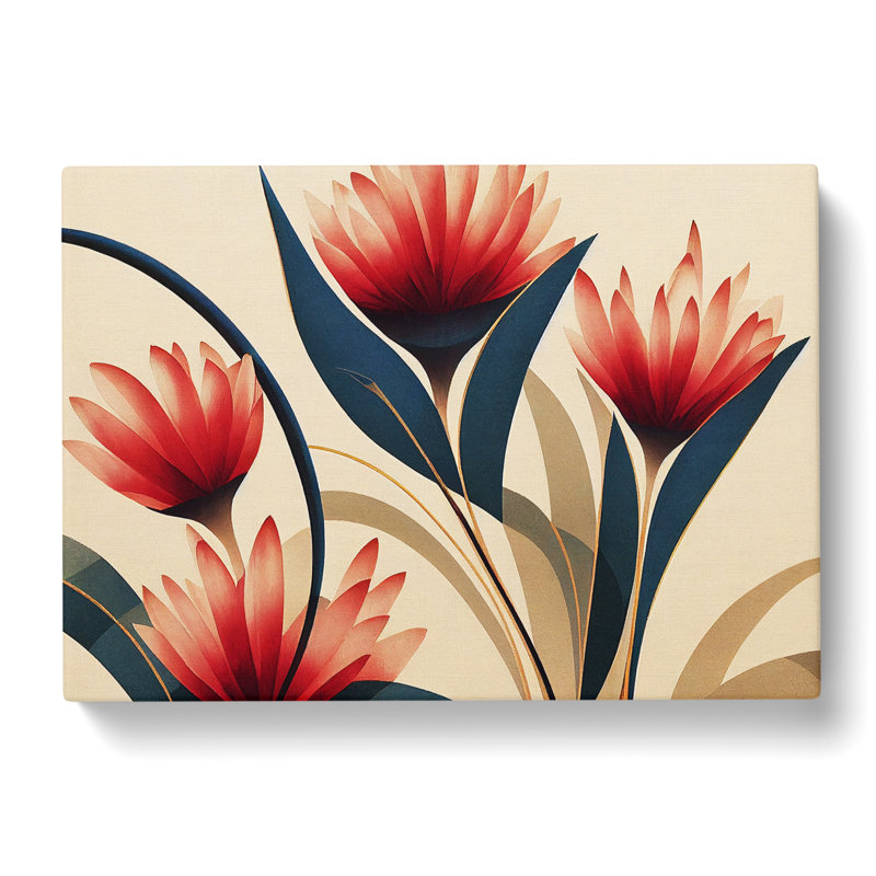 Serene Flowers Art Deco - Wrapped Canvas, 35cm H x 50cm W x 3cm D