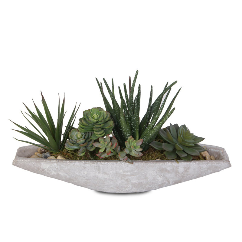 Faux Succulent in Stone Pot