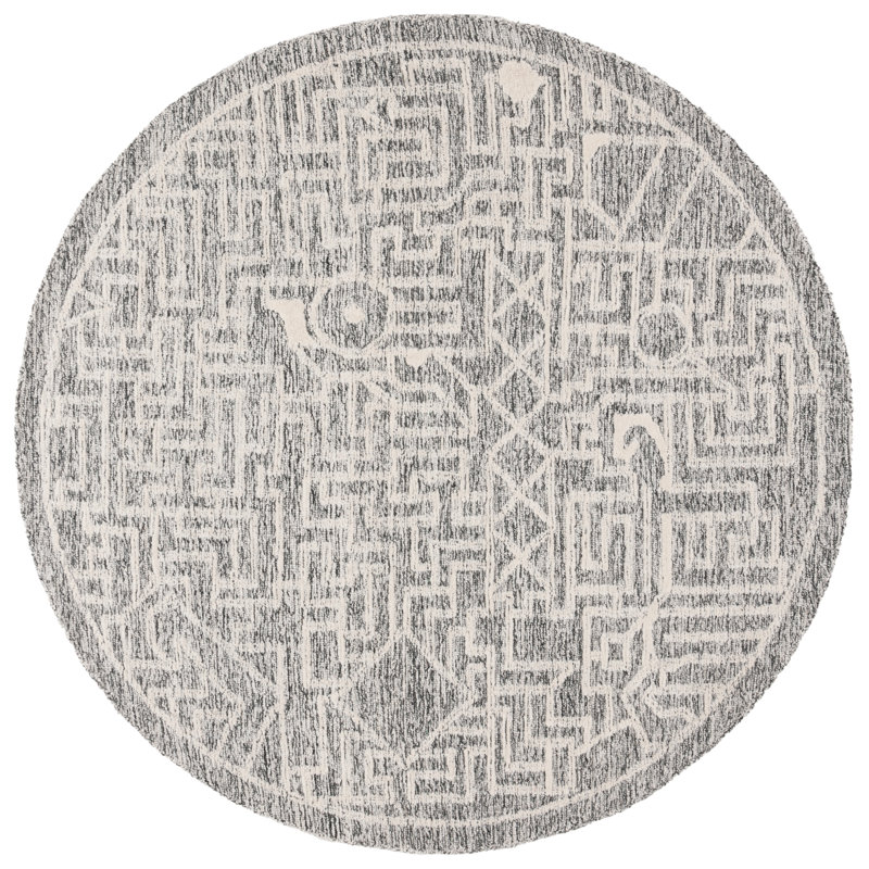 Lalania Hand Tufted Wool Pile Southwestern Rug, Round 6'