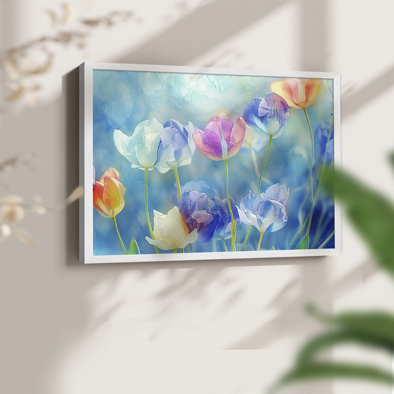 Série florale - LXVII - Impression encadrée - Restickable, H 16 po x l 20 po, Blanc