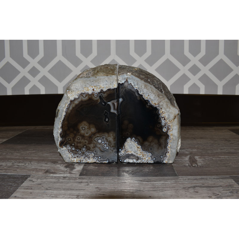 Serre-livres en agate noire Evelynn, H 5,5 po x l 6,5 po x P 3 po