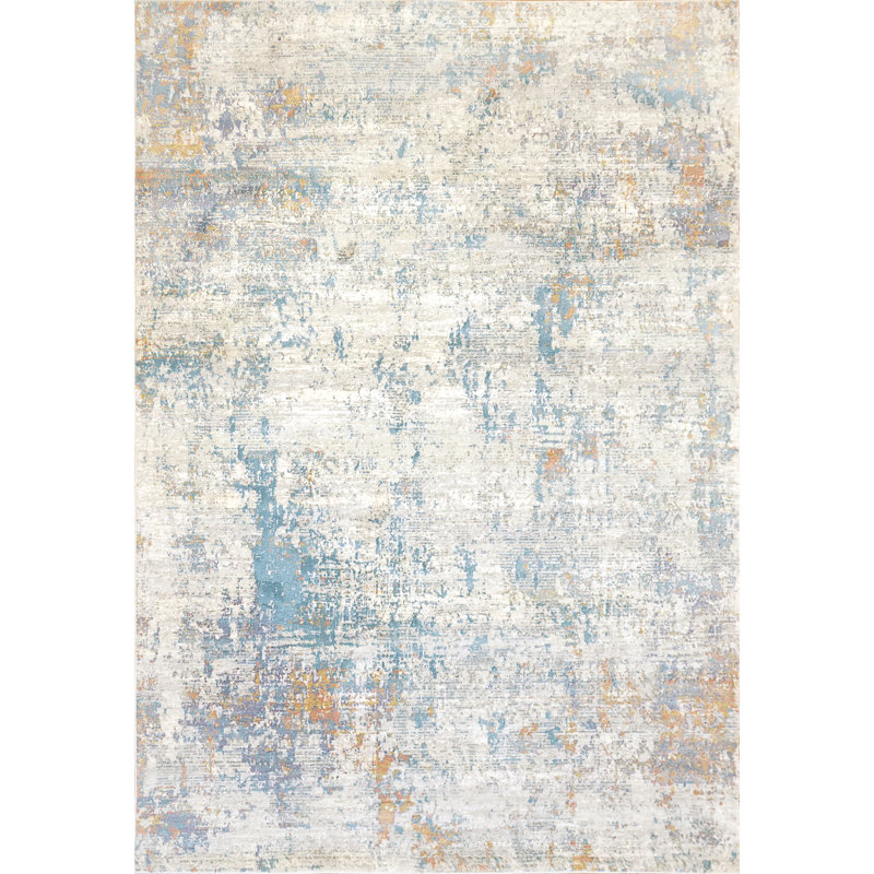 Tapis gris/bleu Azaiah, Rectangle 6 pi 7 po x 9 pi 6 po