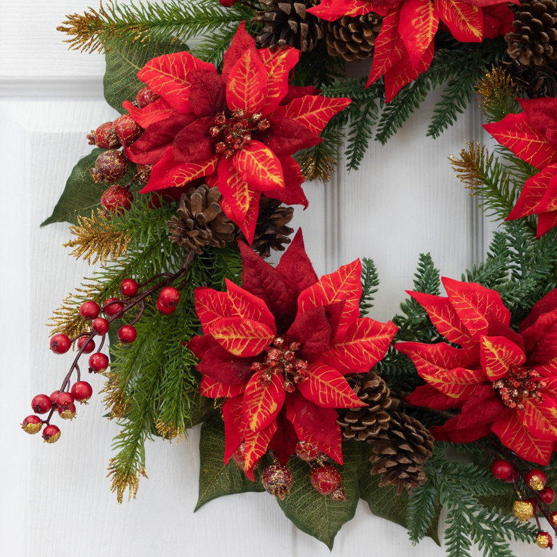 Poinsettia and Berry Wreath