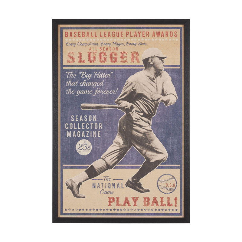 «Play Ball» par The Vintage Collection, reproduction d'art encadrée à la main