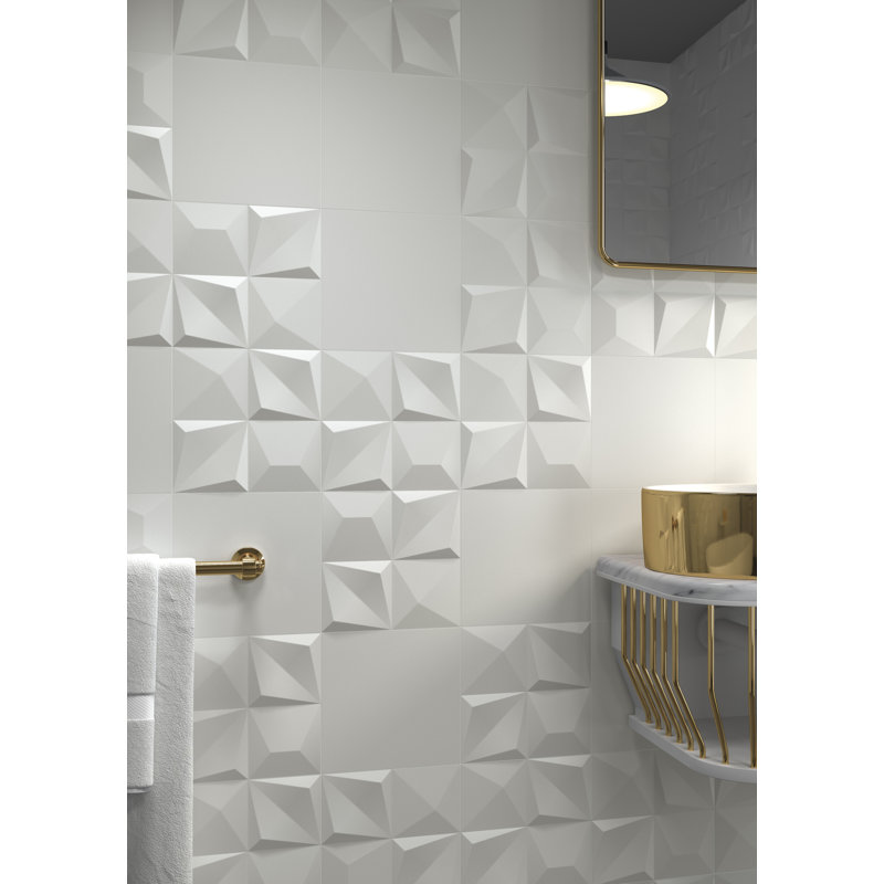 Artisan Decor Sky 12.5 x 25 cm Beveled Ceramic Subway Tile, White