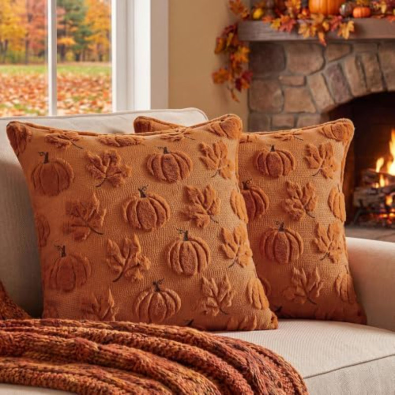 Ensemble de 2 housses de coussin d'automne en érable 18 x 18
