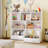 Toy Storage Organizer with 5 Cubbies & 2 Movable Drawers, Kids Bookshelf with Hidden Wheels-1940265917