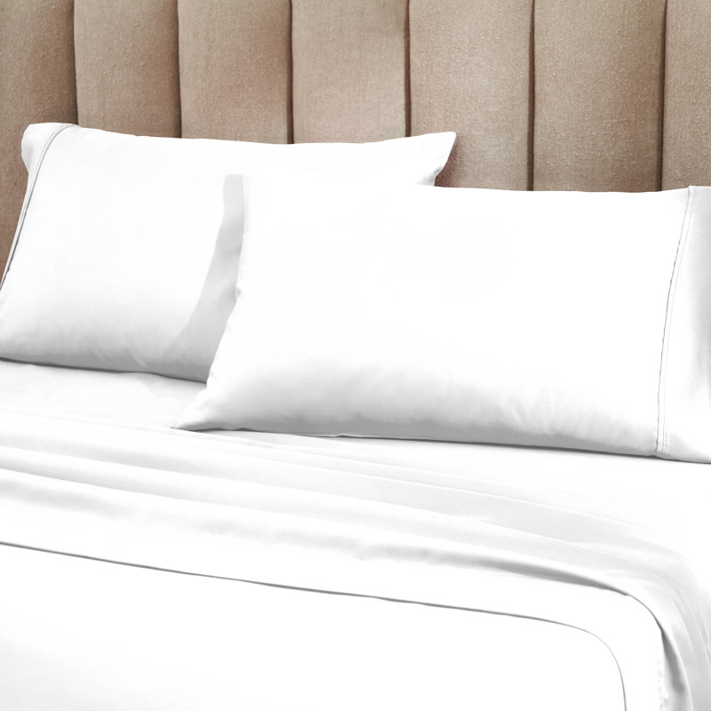  Taies d'oreiller supérieures en mélange de coton infroissable à densité de tissage 1200 fils Superior, Très grand lit, Blanc