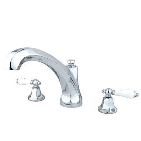 Kingston Brass Metropolitan Two-Handle 3-Hole Deck Mount Roman Tub Faucet, Polished Chrome