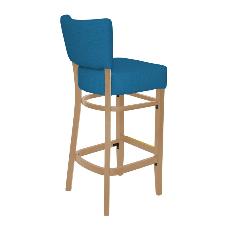 Tabouret de bar Madison, Bleu, Bois naturel