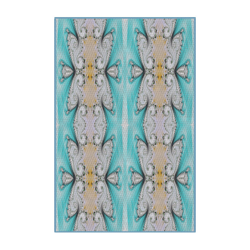 Tapis géométrique bleu / beige, Rectangle 4 pi x 6 pi