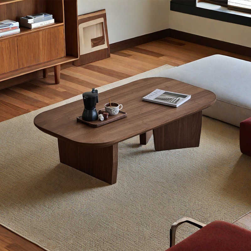 Ancient style rectangular solid wood coffee table, 15" H x 47.2" L x 23.6" W, Dark Walnut