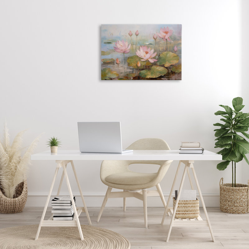  Art mural sur toile, "Nymphéas au printemps" par LSR Design Studio, H 20 po x l 30 po