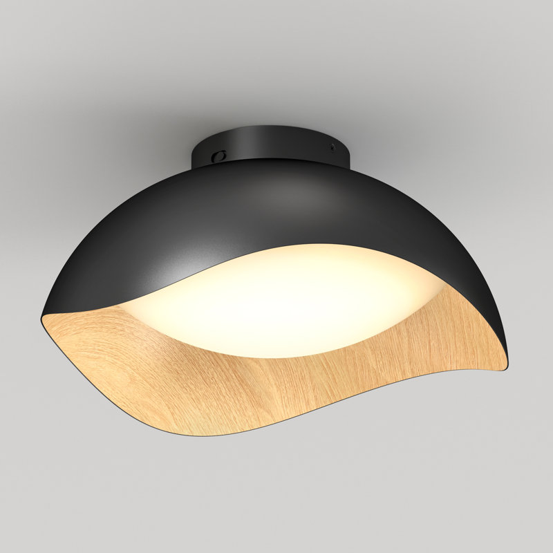 Plafonnier encastré moderne Adara, noir, finition bois