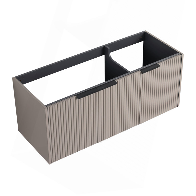 48" Wall Mounted Bathroom Vanity & 3 Soft-Close Doors-Packing ( Excluding Sink ), Kaki
