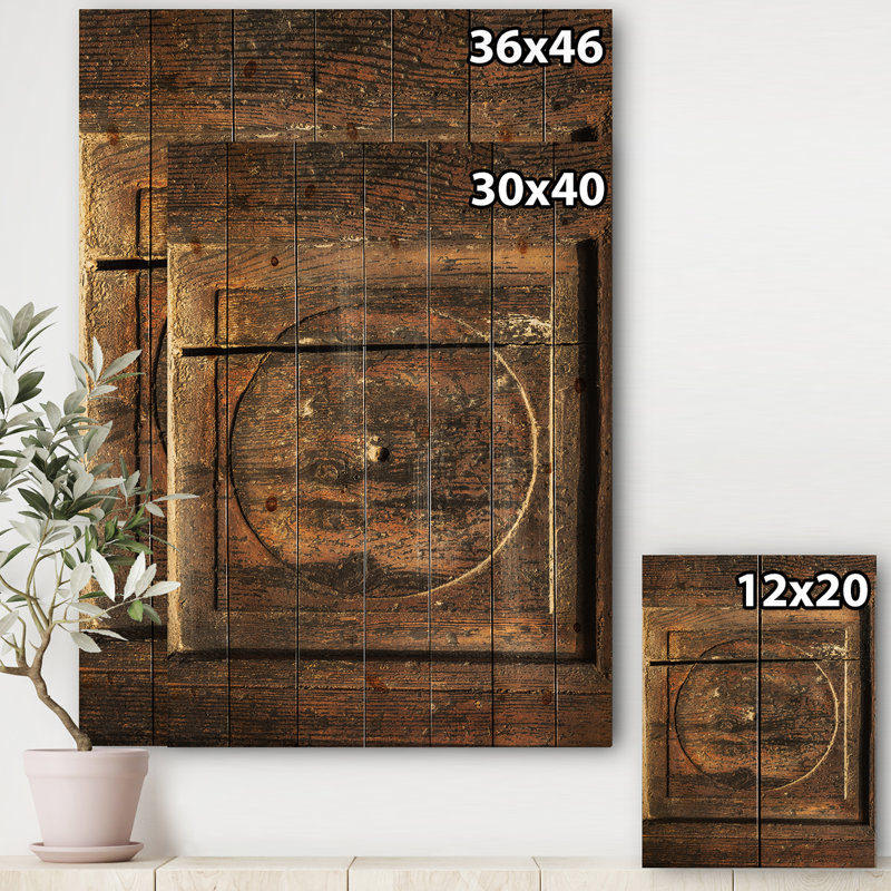 Detail of Old Wooden Door - Graphic Art Print on Natural Wood, 40" H x 30" W x 1.5" D