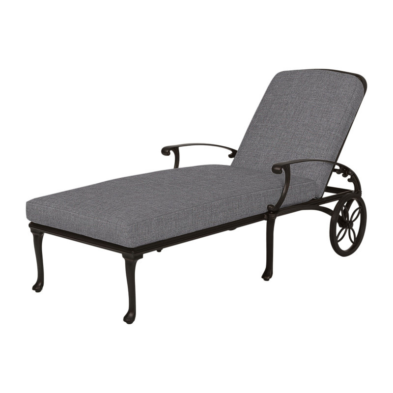 Michigan Outdoor Chaise Lounge, Cast Slate Sunbrella® Plainweave, Vintage