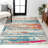 Lasley Contemporary POP Modern Abstract Brushstroke Cream/Blue Rug-909739030