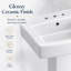 Lavabo carré sur pied en céramique blanche, 10 cm (4 po), 3 trous, style vintage classique