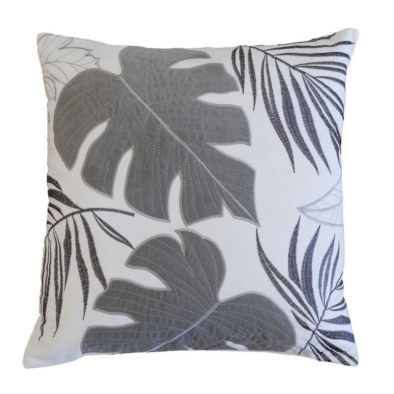 Autumn Vibes Leaf Accent Pillow, Gray