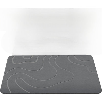 Stone Bath Mat Diatomaceous Earth Shower Mat Non-Slip Super Absorbent Diatomite Stone Mats For Bathroom Floor Quick-Drying Easy To Clean (24''*16'' Grey)