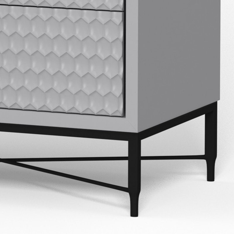 Commode 5 tiroirs l 30 po, Gris clair / noir