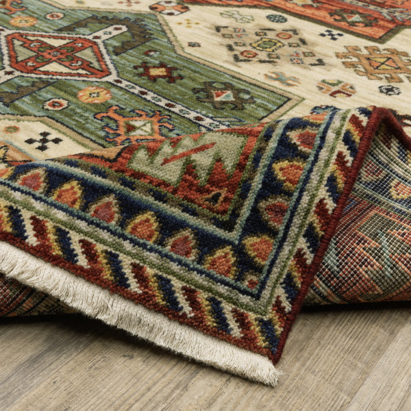 Bungalow Rose Red/Green Rug | Wayfair