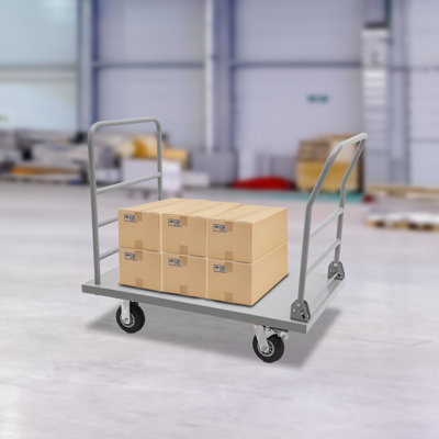 Chariot à plateforme 2 en 1 avec garde-corps arrière amovible (48 * 24 po)