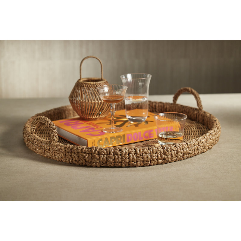 Plateau rond en ruppie de mer Teramo avec insert en verre
