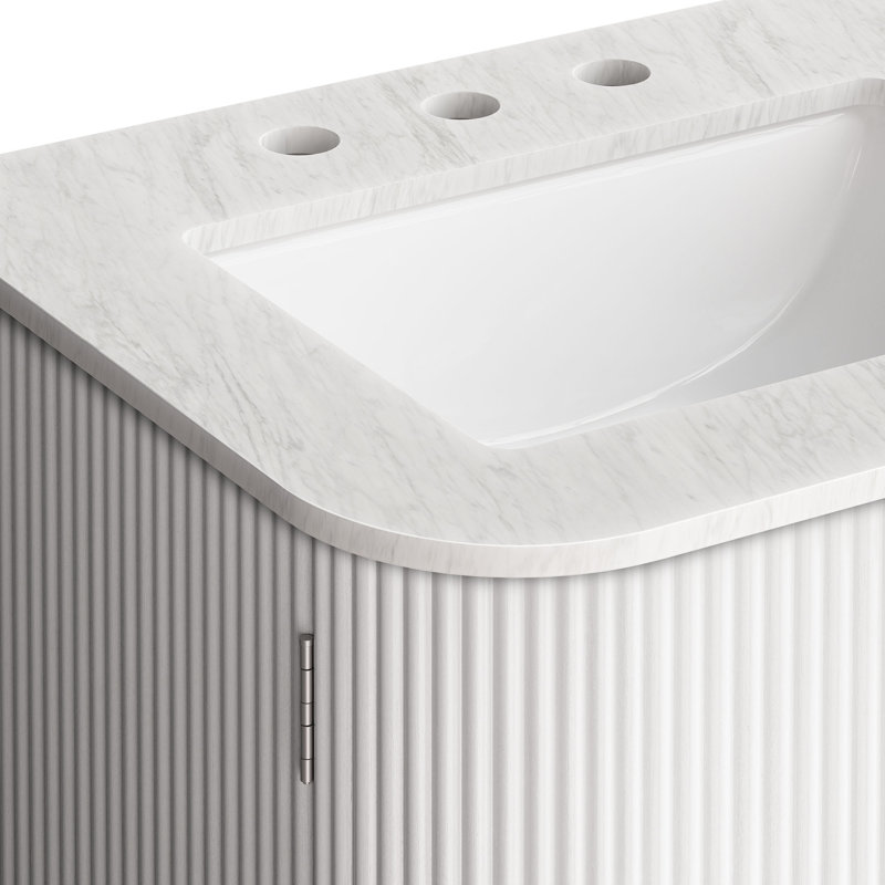 Zia 24" Wall-Mount Bathroom Vanity With Marble Sink, Ivory