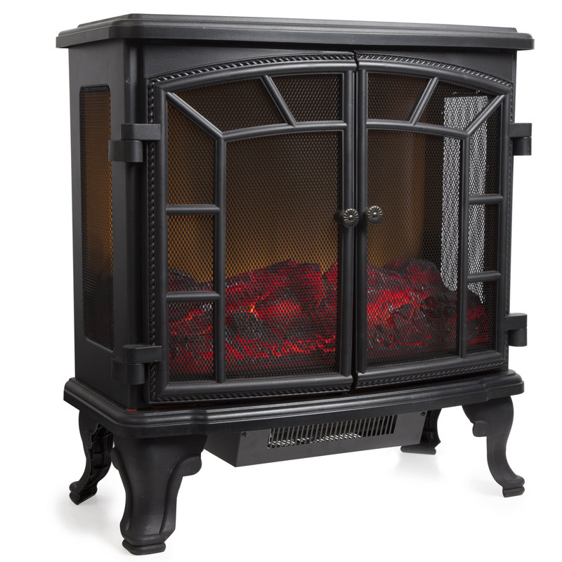 Warmlite Rochester Portable Electric Double Door Fireplace with Realistic LED Flame Effect, 2000W