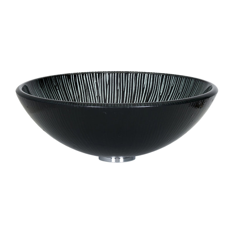17 Stories 420mm L x 420mm W Satin Black Tempered Glass Circular Sink