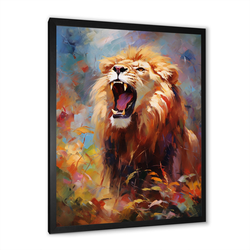 Lion impressioniste sérénade impressionniste - impression, Cadre photo noir, H 20 po x l 12 po x P 1 po