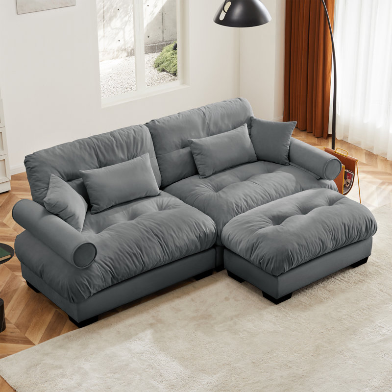 Canapé modulaire rembourré en velours avec repose-pieds