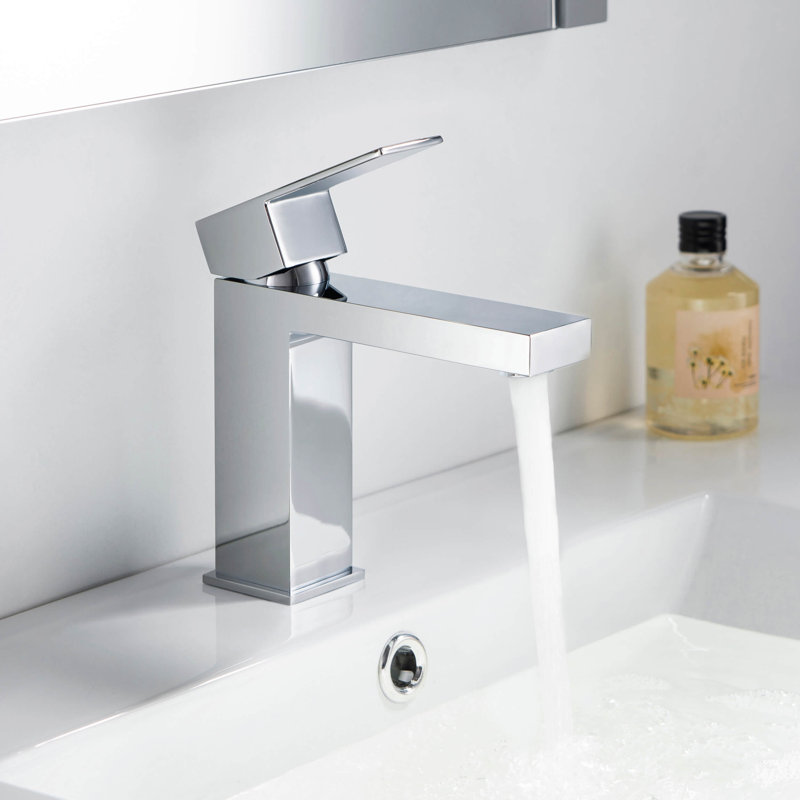 Robinet de lavabo de salle de bain à poignée simple avec bonde escamotable, Chrome chrome