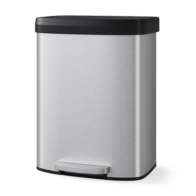 Stainless Steel Step On Tilt Out Trash Can - 60L, Silver