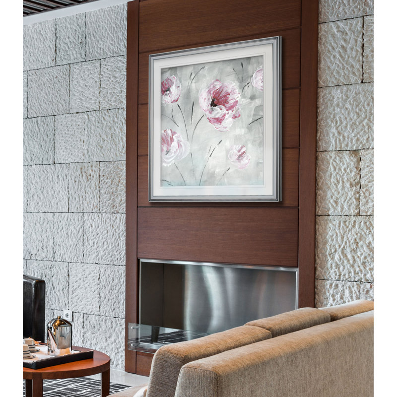 Blush Bloom II - cadre photo, reproduction d'art, H 17,5 po x l 17,5 po x P 1,5 po, Cadre argenté
