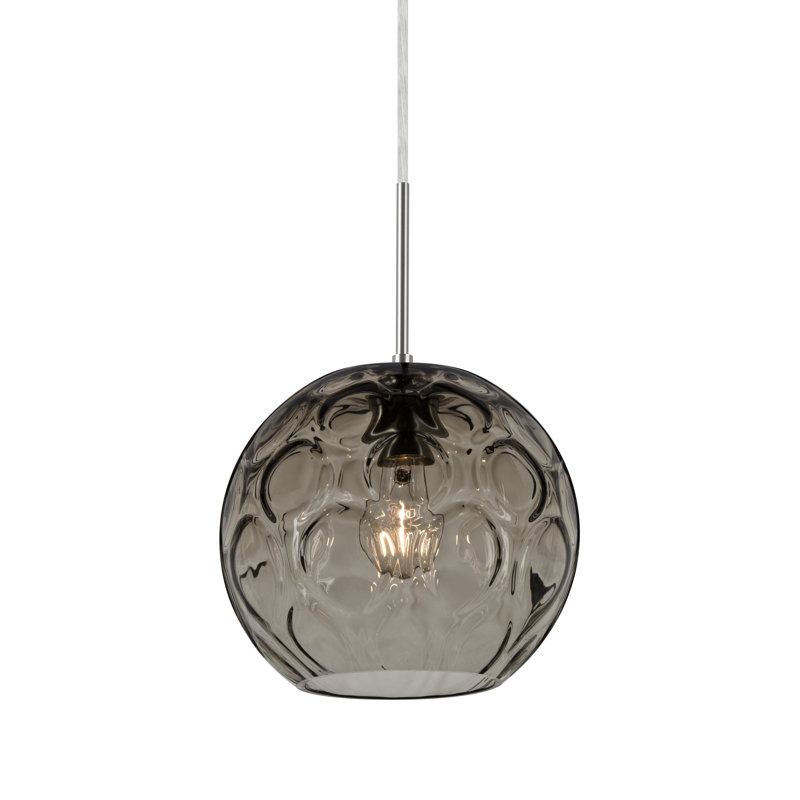 Luminaire suspendu sphère 1 lumière Bombay, Nickel satiné, Fumée