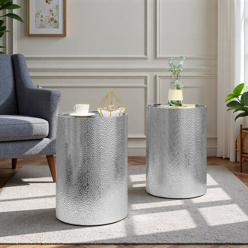 TABLE D'appoint MODERNE EN MÉTAL, SILVER