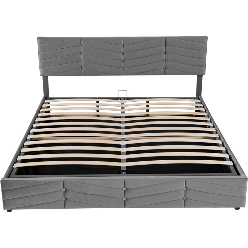 Odige Upholstered Ottoman Storage Bed, Super King (6'), Grey