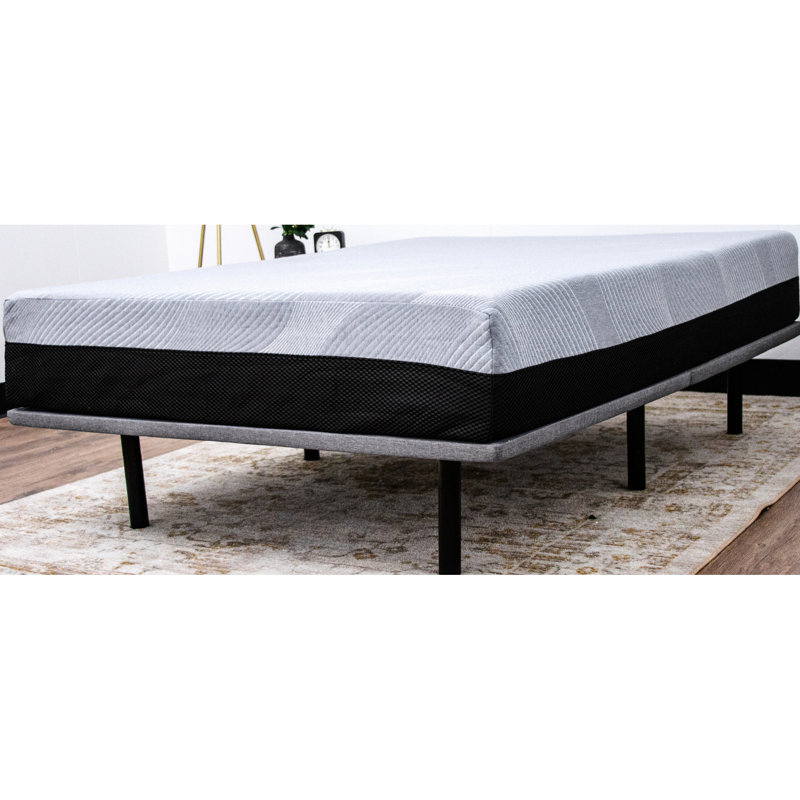 Twin Xl X Series Upholstered Platform Foundation - Modern Look, Adjustable Legs 4" 8", 1000 Lbs Support, Gray Fabric, Steel, Foldable Hinged, Easy Install Gray, Legs, Setup