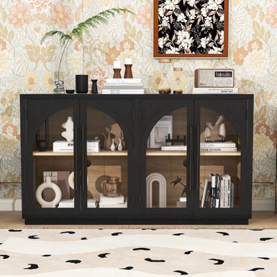 Multifunctional Sideboard Buffet Cabinet with Arched Doors and Shelves